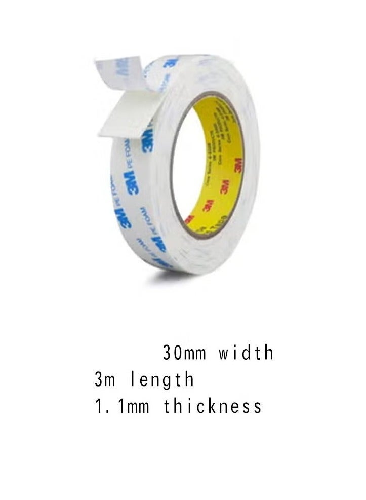 ثري ام شريط لاصق مزدوج الجوانب 3 سم * 3 م، شريط تثبيت شديد التحمل، شرائط من فوم البولي ايثيلين قابلة للازالة، شريط لاصق قوي مقاوم للماء ولا يسبب تلف للطلاء والحائط والصور والملصقات المعلقة - Image 2